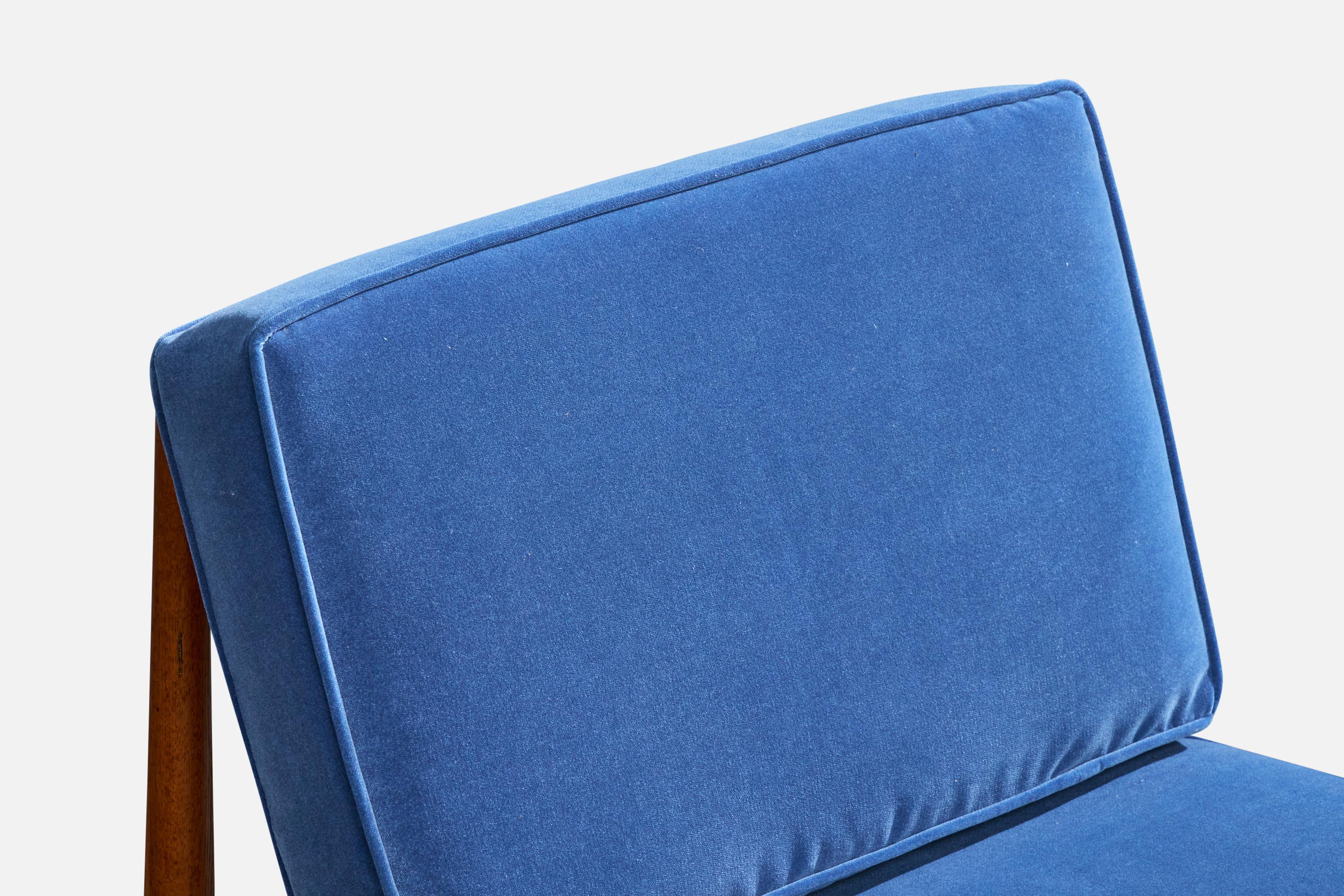 Folke Ohlsson, Loungesessel, Teak, Samt, Schweden, 1960er Jahre im Angebot 6