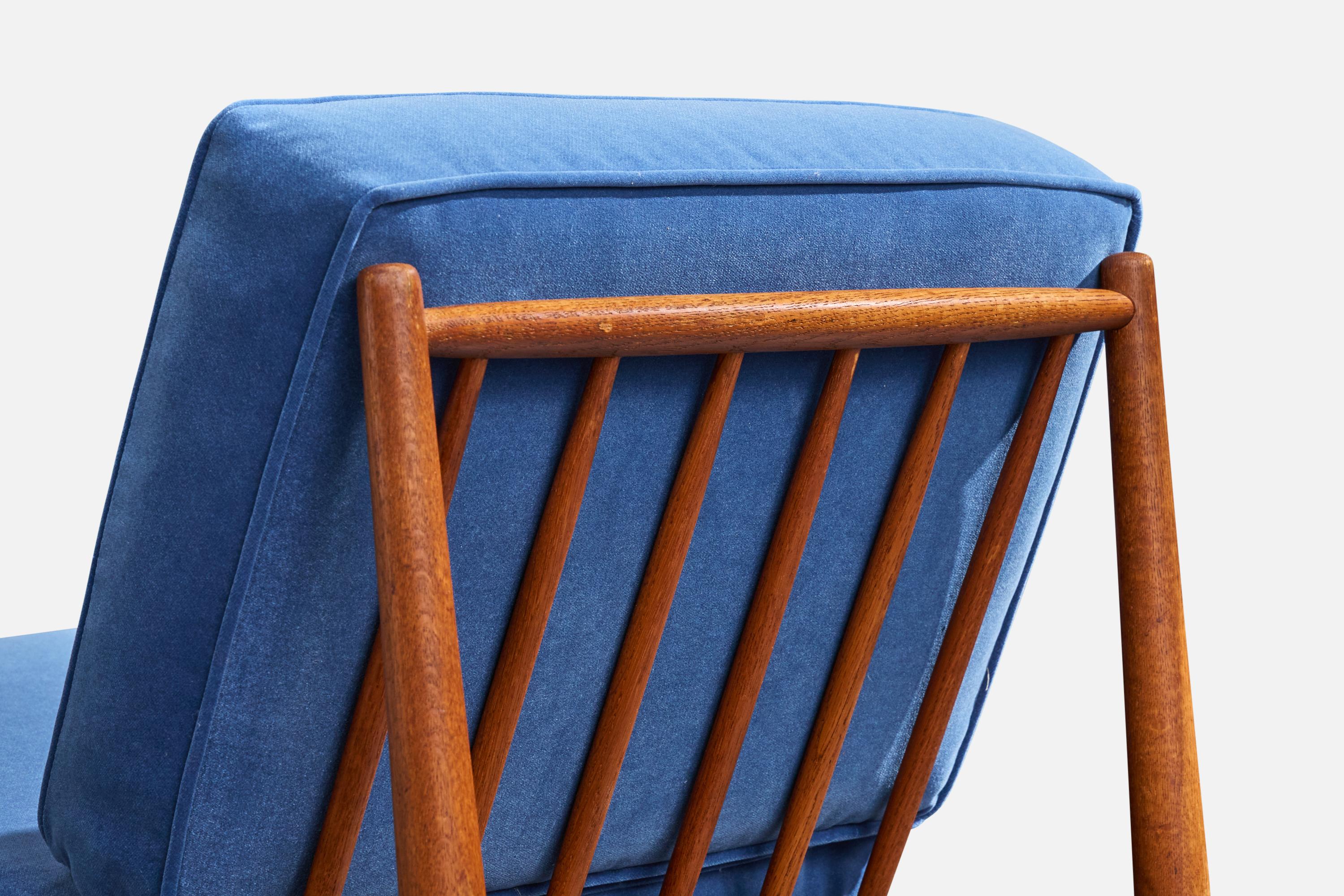 Folke Ohlsson, Loungesessel, Teak, Samt, Schweden, 1960er Jahre im Angebot 7