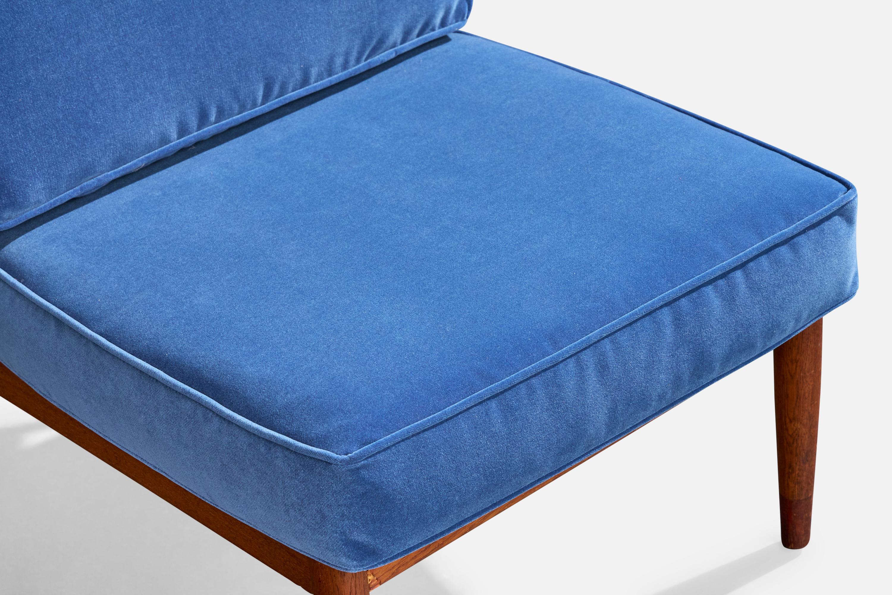 Folke Ohlsson, Loungesessel, Teak, Samt, Schweden, 1960er Jahre (Moderne der Mitte des Jahrhunderts) im Angebot