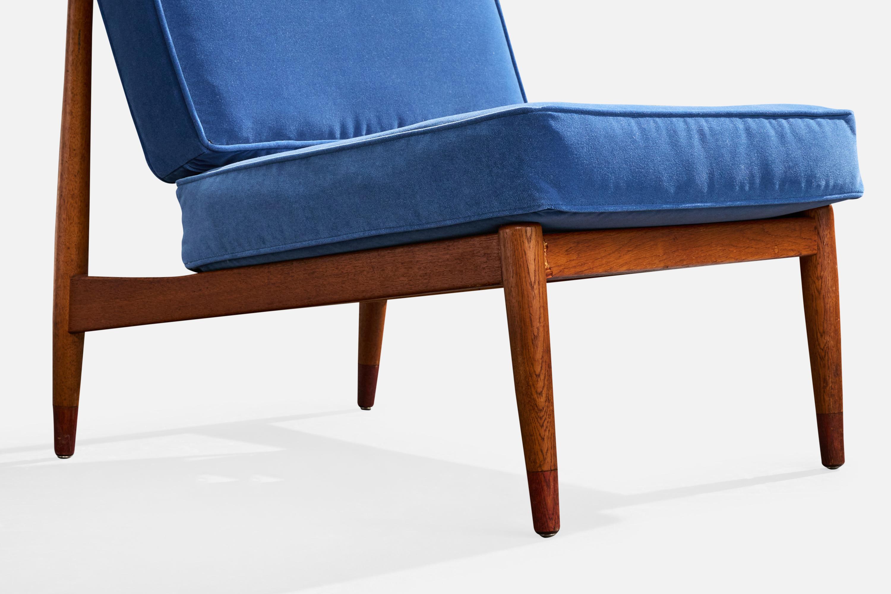 Folke Ohlsson, Loungesessel, Teak, Samt, Schweden, 1960er Jahre (Schwedisch) im Angebot