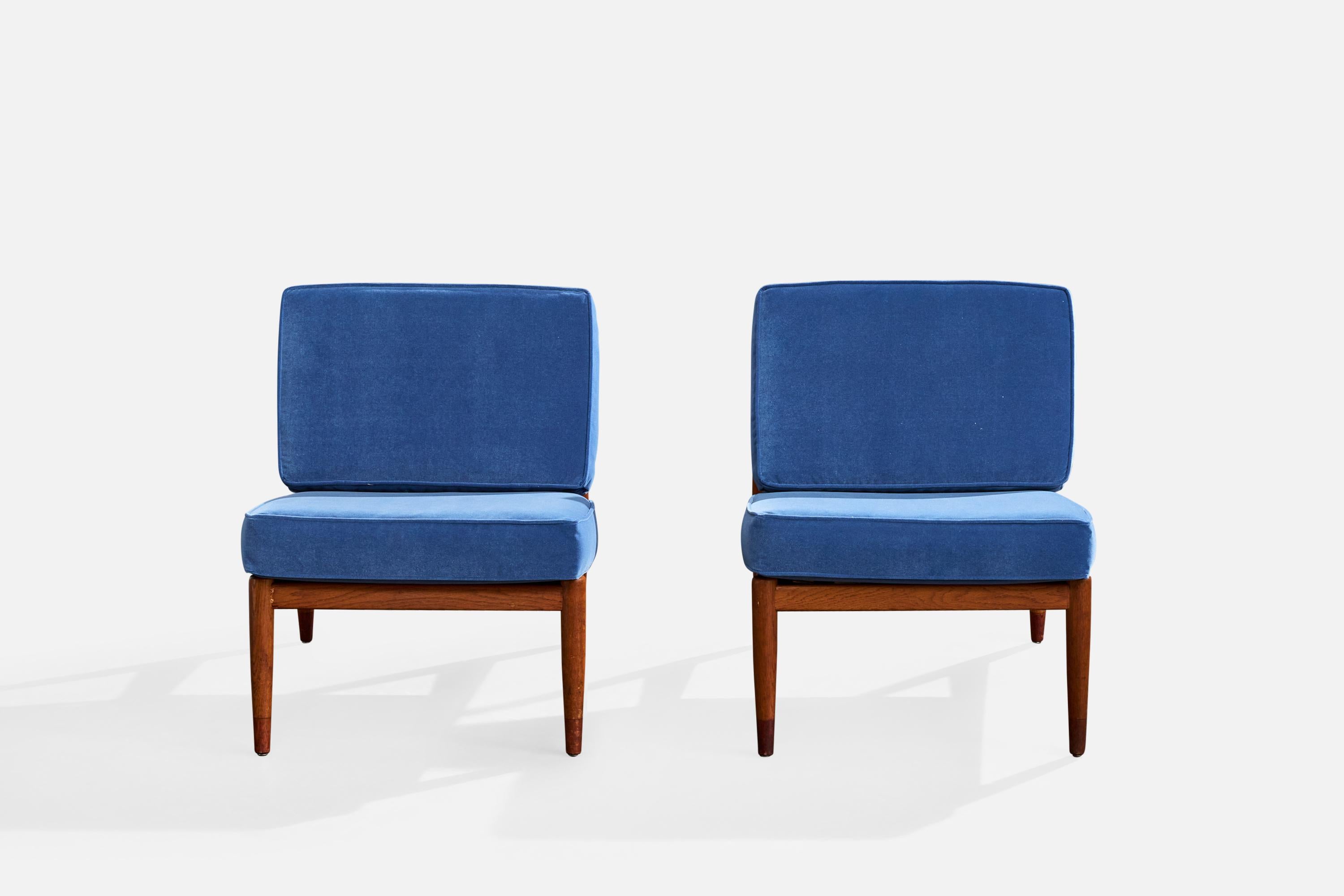 Folke Ohlsson, Loungesessel, Teak, Samt, Schweden, 1960er Jahre im Angebot 1