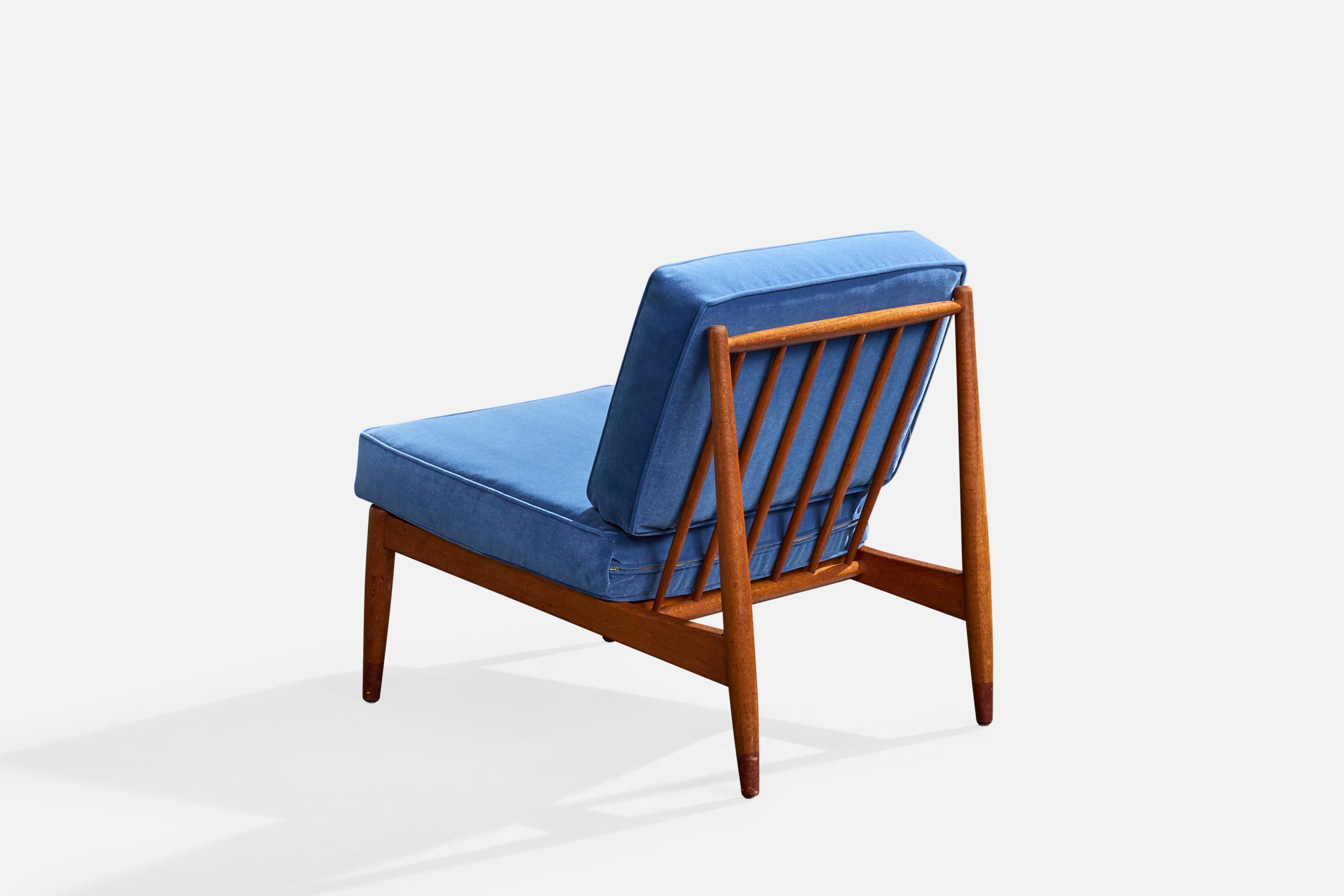 Folke Ohlsson, Loungesessel, Teak, Samt, Schweden, 1960er Jahre im Angebot 3