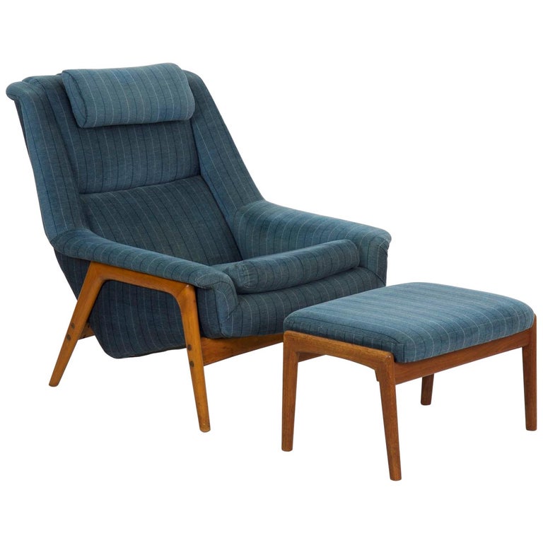Folke Ohlsson Midcentury Vintage Lounge Chair With Ottoman At 1stdibs