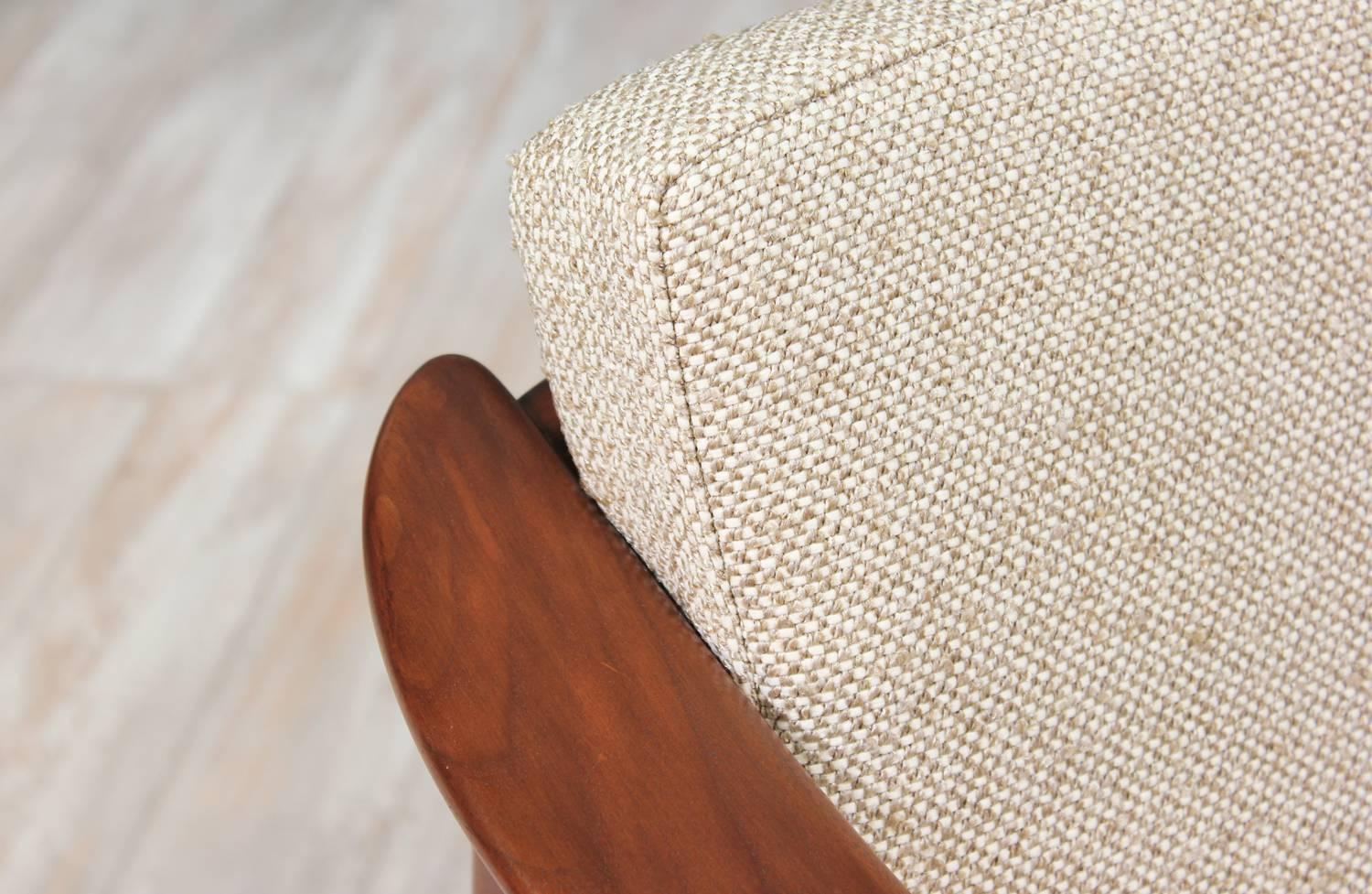 Fabric Folke Ohlsson Model 1073-C Walnut Lounge Chair for DUX