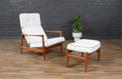 Folke Ohlsson fauteuil de salon en teck modèle 71-C avec pouf pour Dux