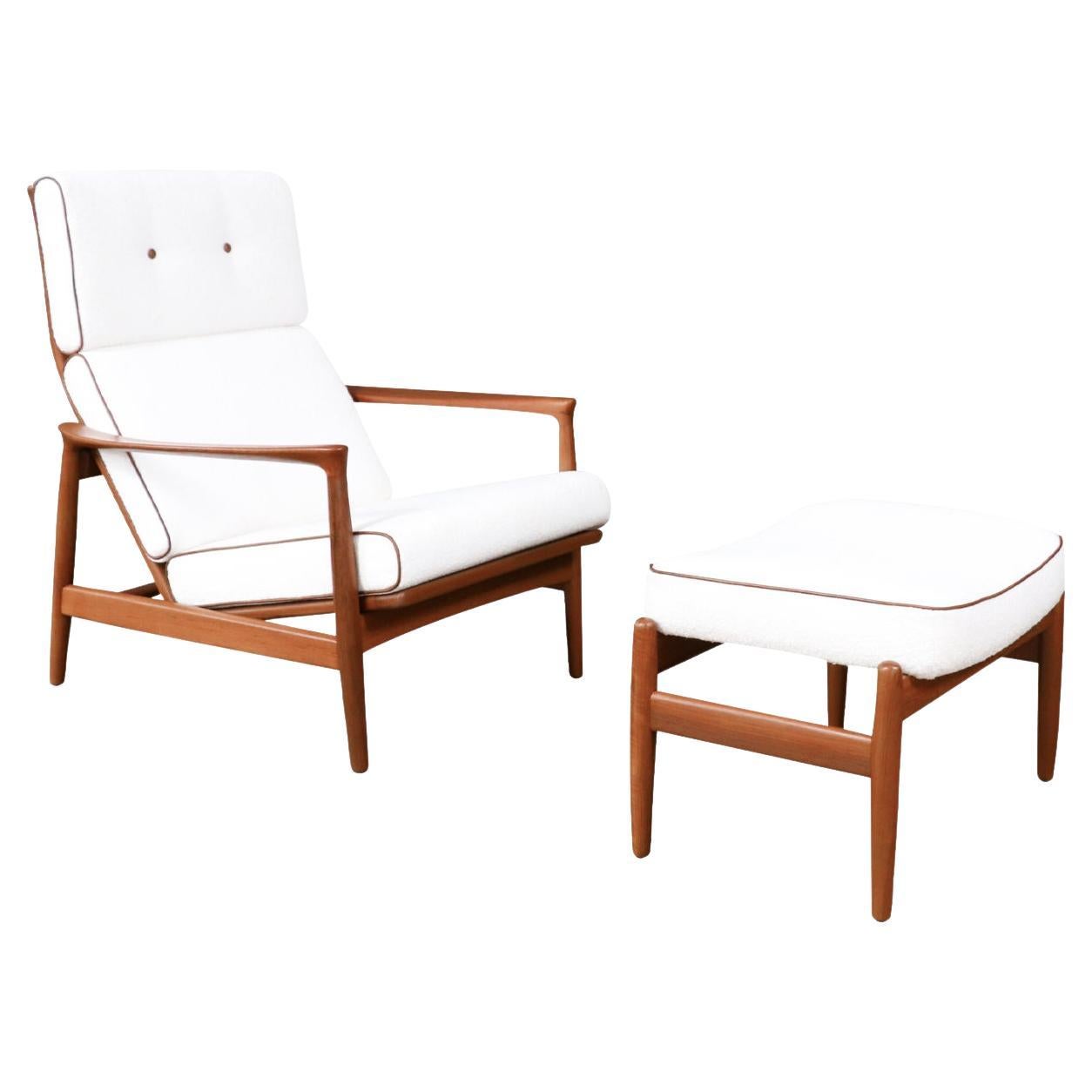 Folke Ohlsson Model 71-C Teak Lounge Chair w/ Ottoman for Dux