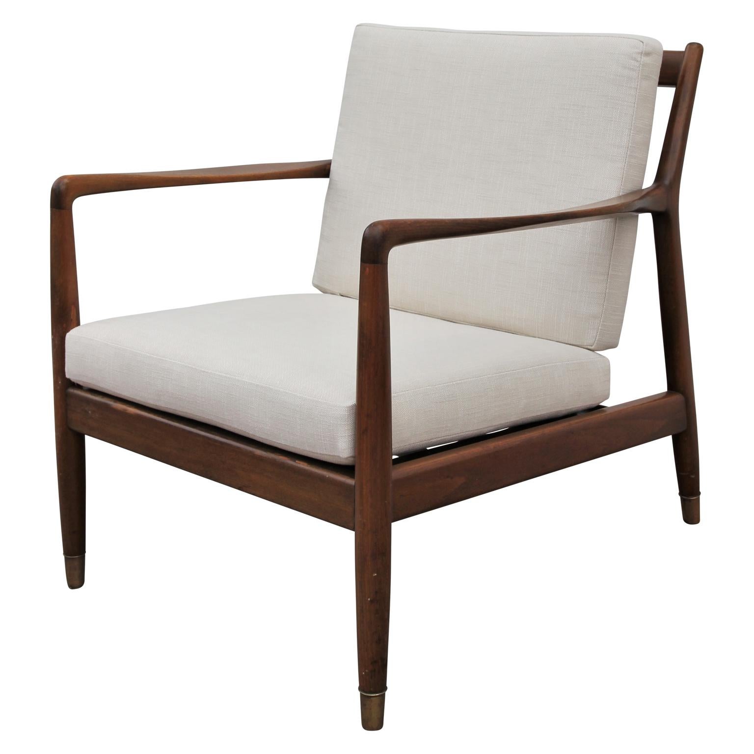 Swedish Folke Ohlsson Model 75-C Walnut Color Danish Modern Lounge Chair for DUX