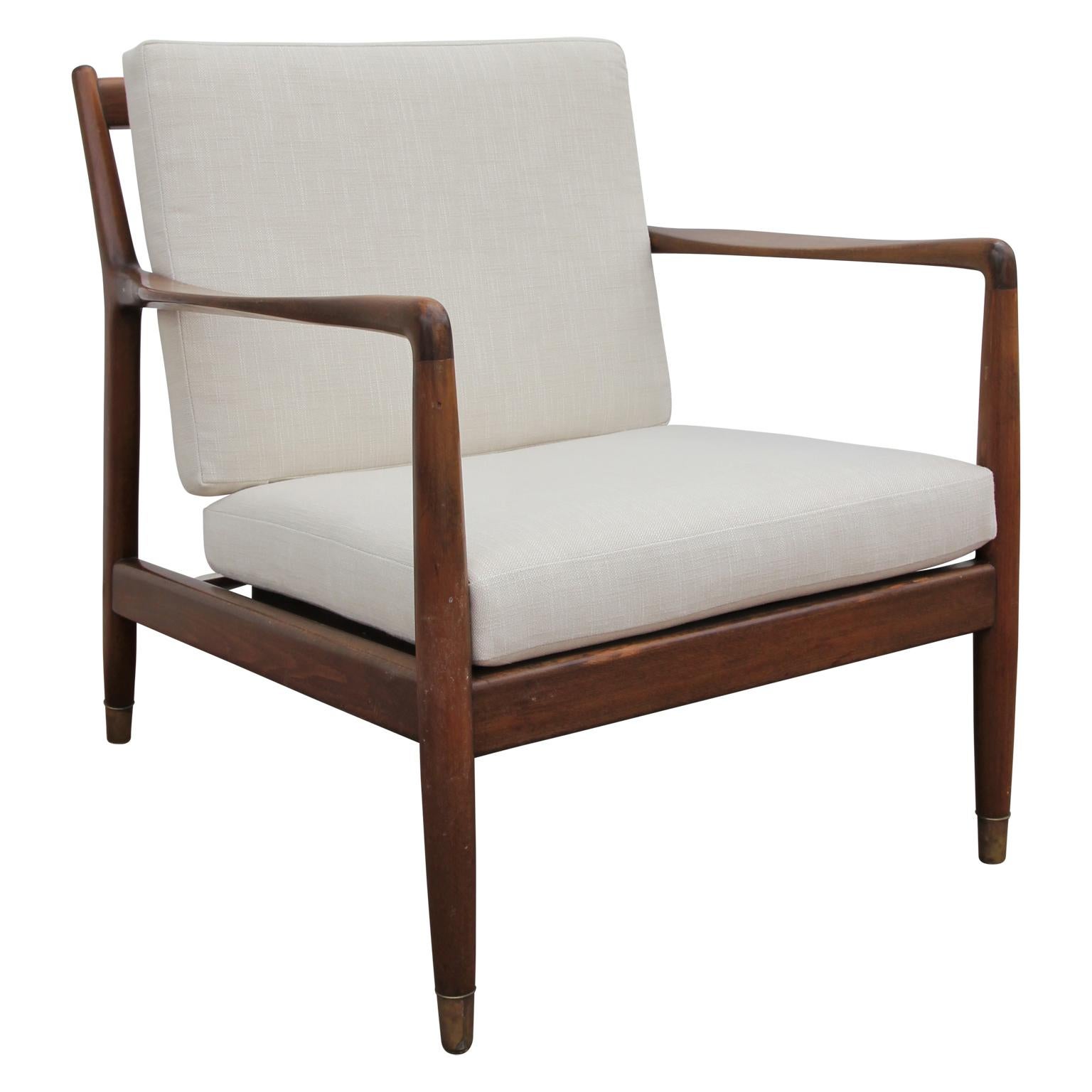 Mid-20th Century Folke Ohlsson Model 75-C Walnut Color Danish Modern Lounge Chair for DUX