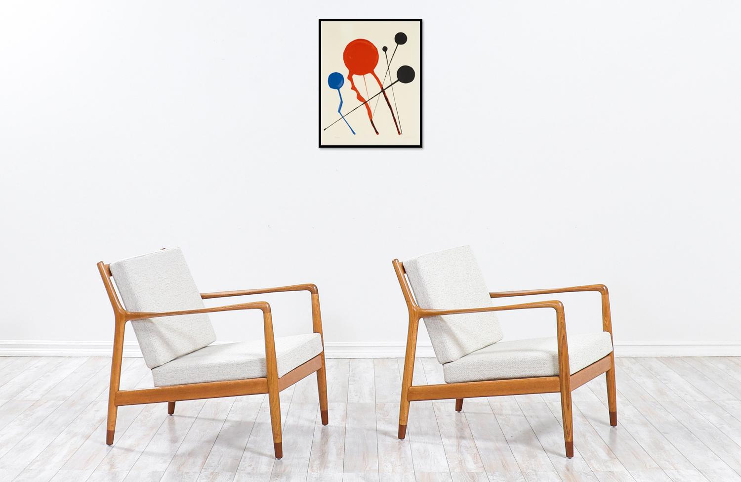 Swedish Folke Ohlsson Model USA-143 Oak Lounge Chairs for Dux