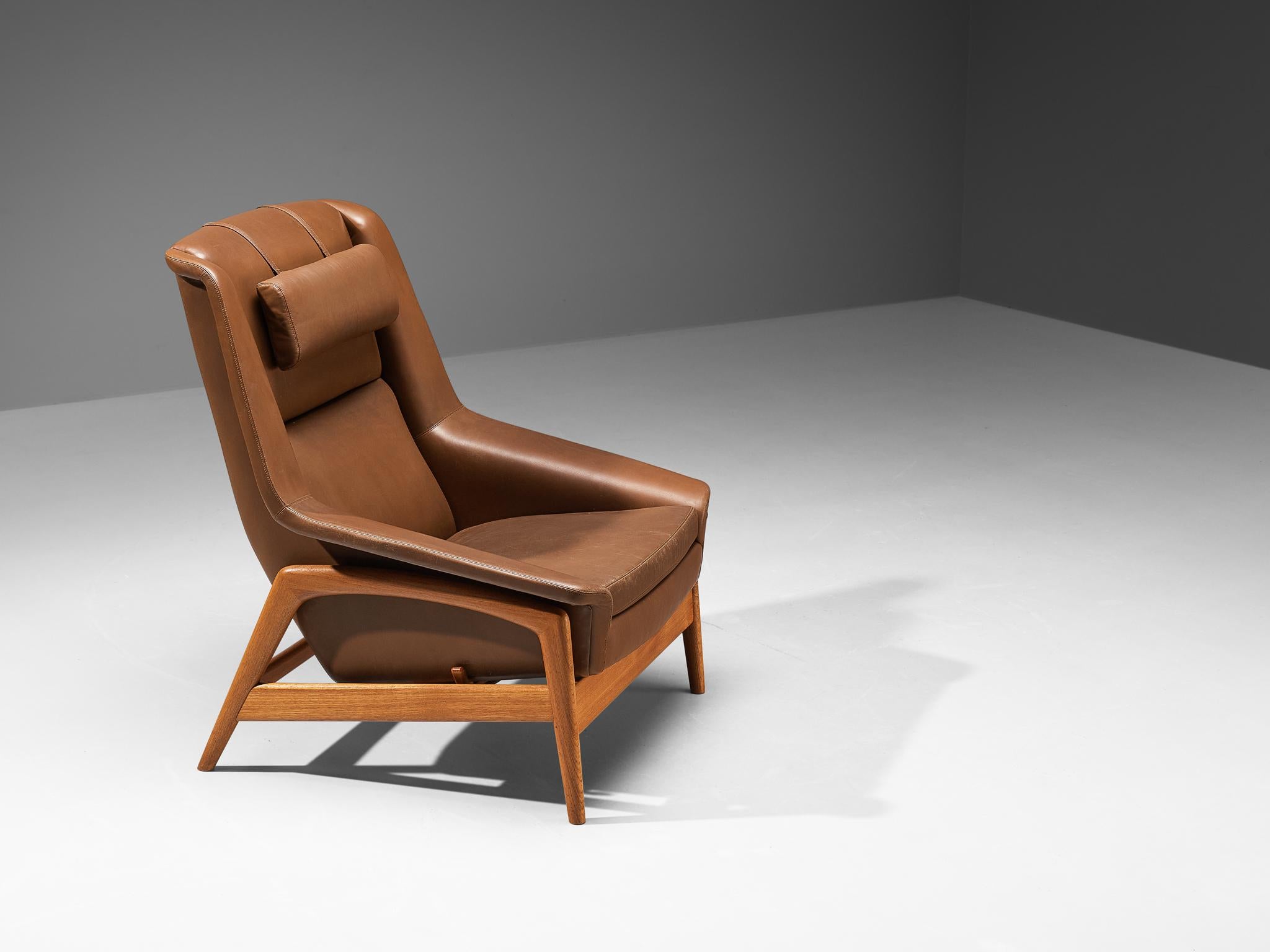 Folke Ohlsson 'Profil' Lounge Chair in Leather For Sale 4