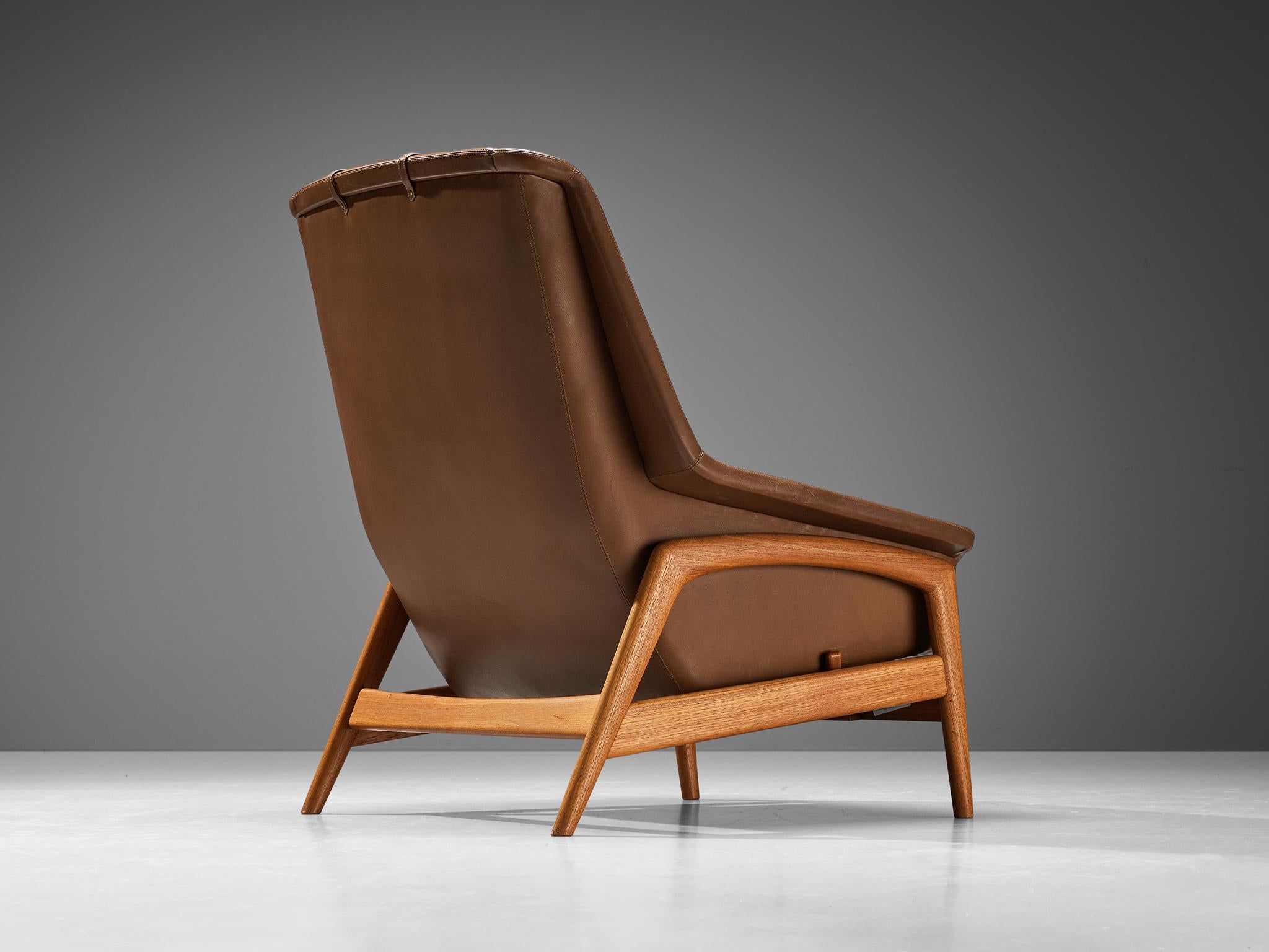Mid-Century Modern Folke Ohlsson 'Profil' Lounge Chair in Leather For Sale
