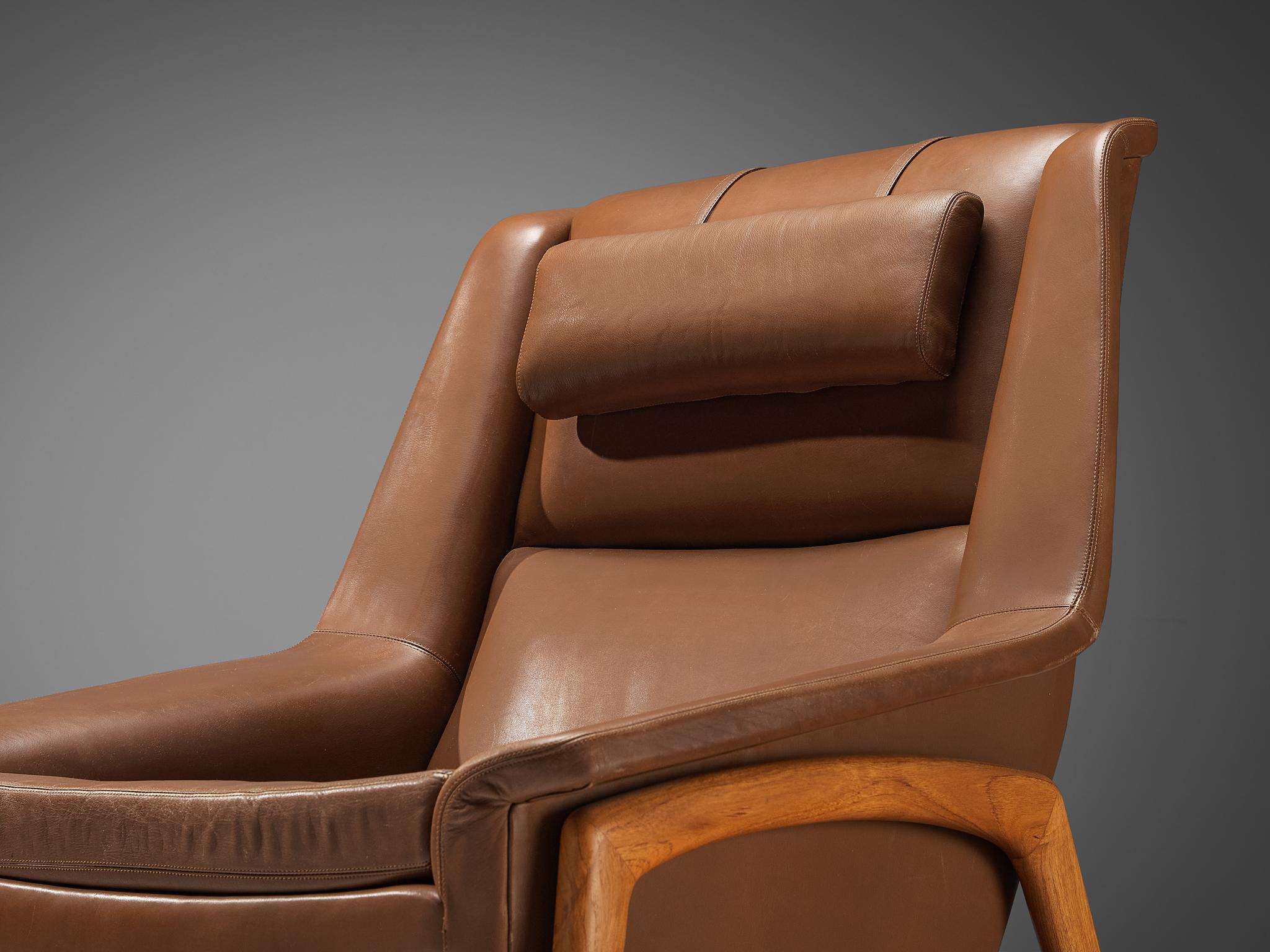 Swedish Folke Ohlsson 'Profil' Lounge Chair in Leather For Sale