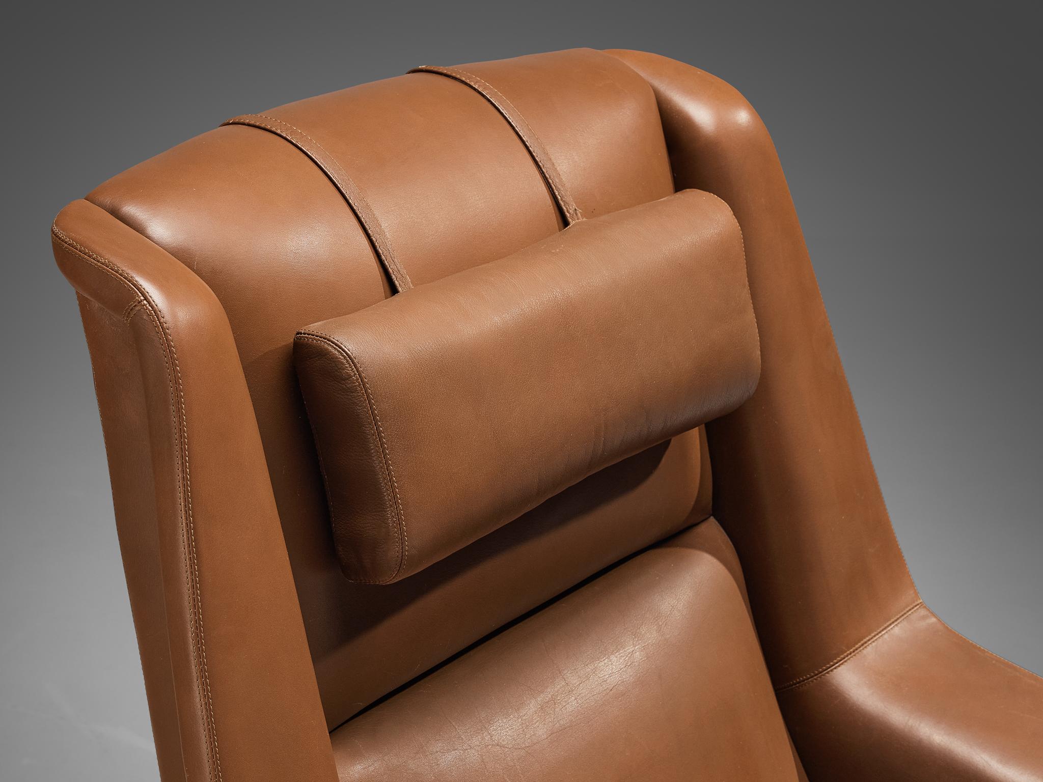 Folke Ohlsson 'Profil' Lounge Chair in Leather In Good Condition For Sale In Waalwijk, NL
