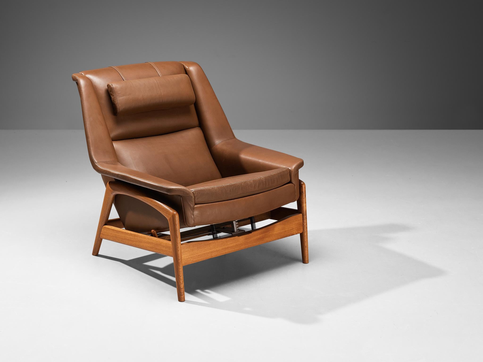 Mid-20th Century Folke Ohlsson 'Profil' Lounge Chair in Leather For Sale