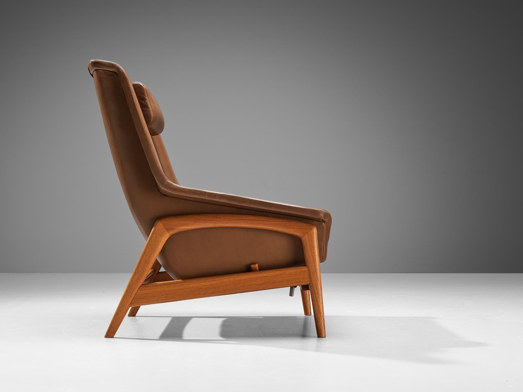 Folke Ohlsson 'Profil' Lounge Chair in Leather For Sale 1