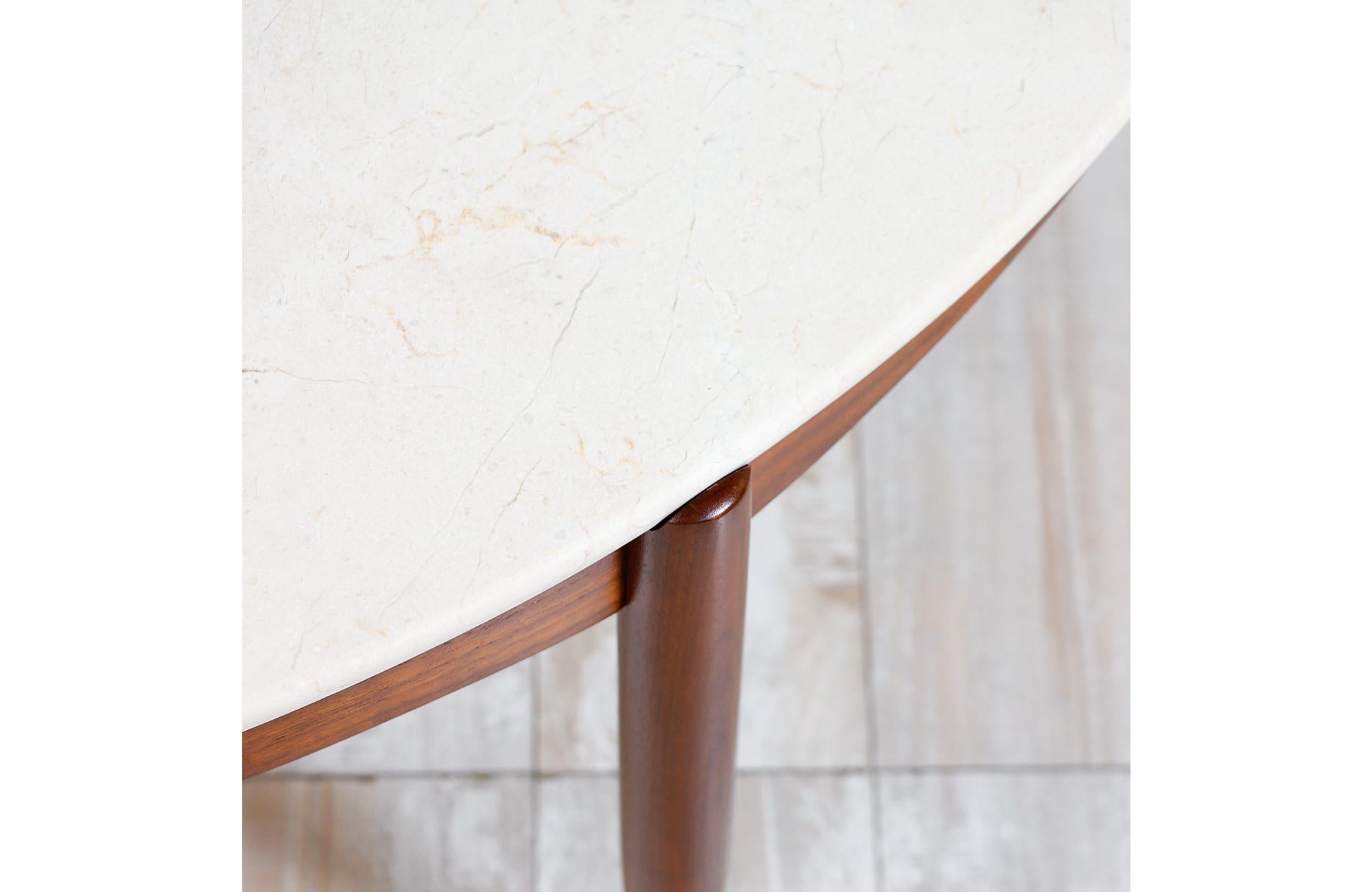 Folke Ohlsson Round Marble and Walnut Coffee Table for DUX 3