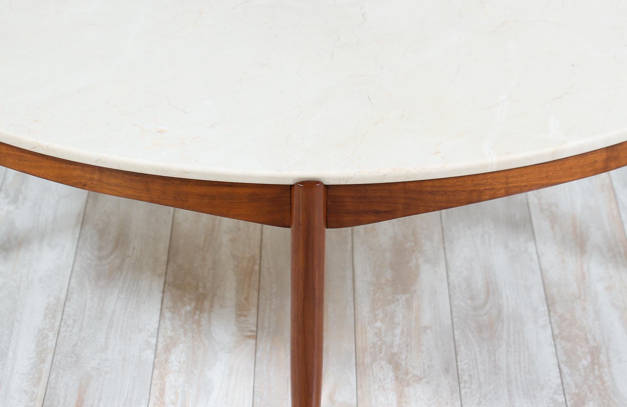 Folke Ohlsson Round Marble and Walnut Coffee Table for DUX 4