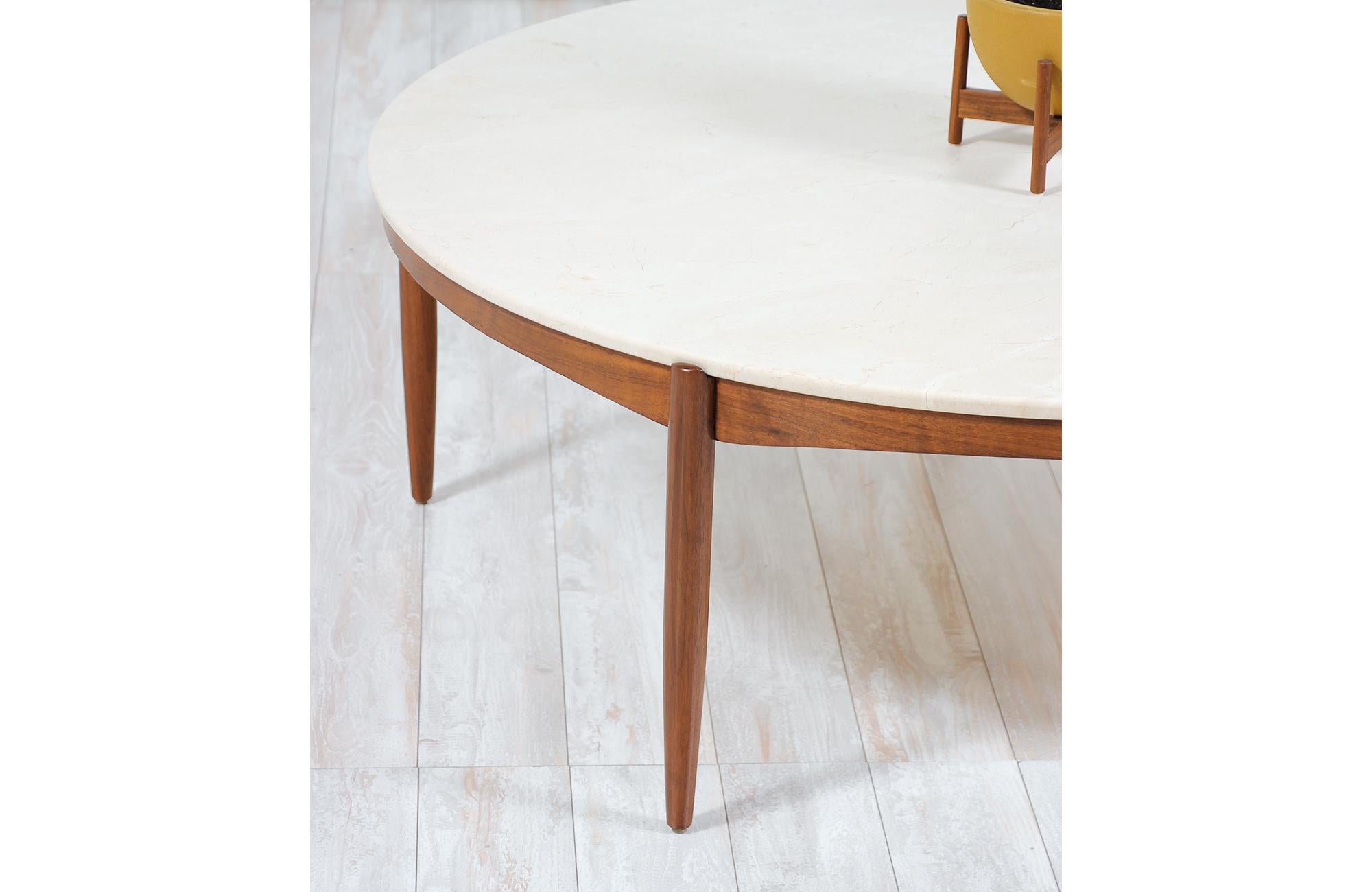 Folke Ohlsson Round Marble and Walnut Coffee Table for DUX 2