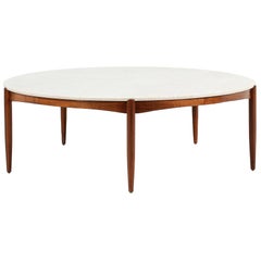 Folke Ohlsson Round Marble and Walnut Coffee Table for DUX