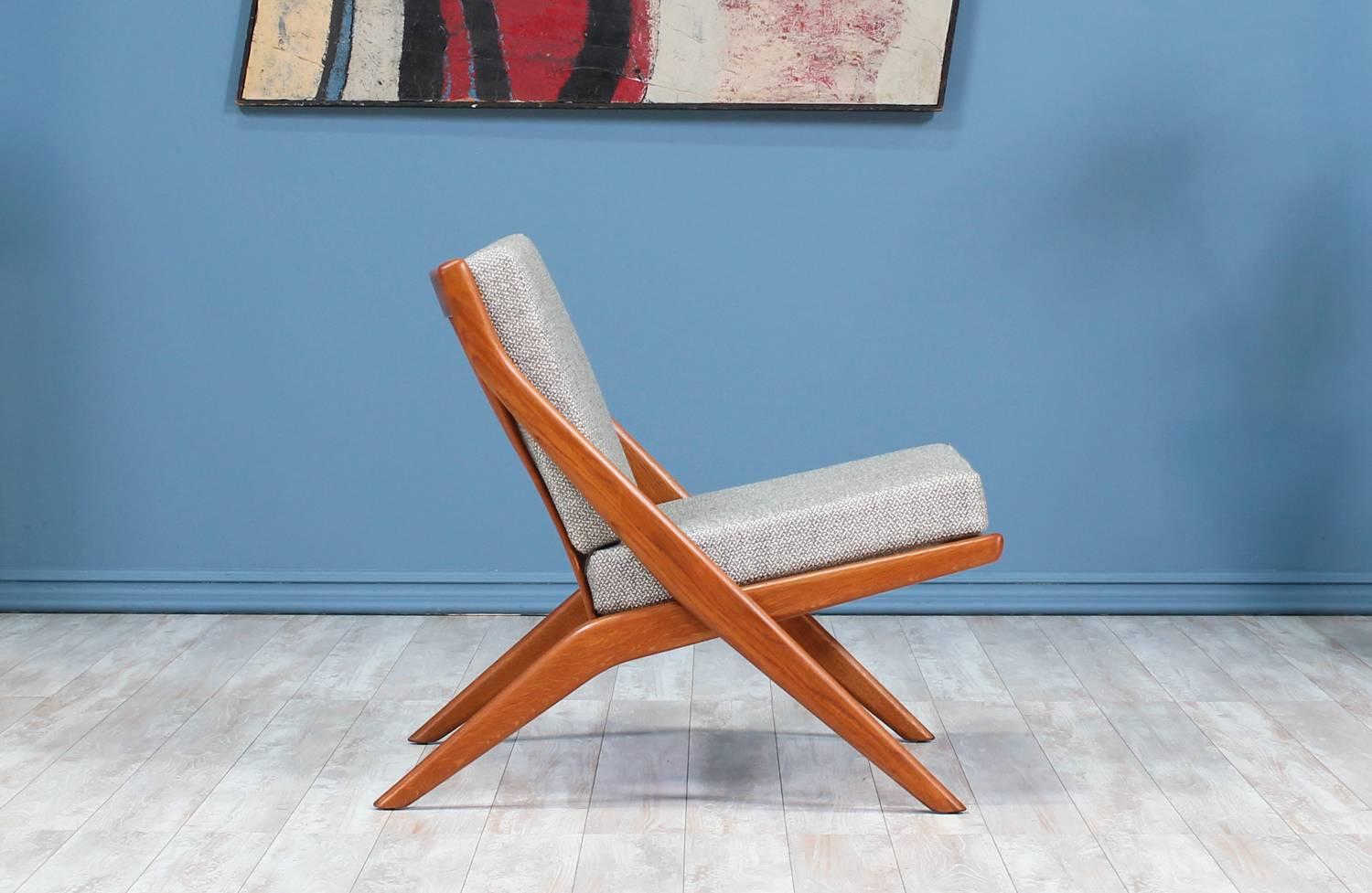 Scandinavian Modern Folke Ohlsson “Scissor” Teak Lounge Chair for DUX