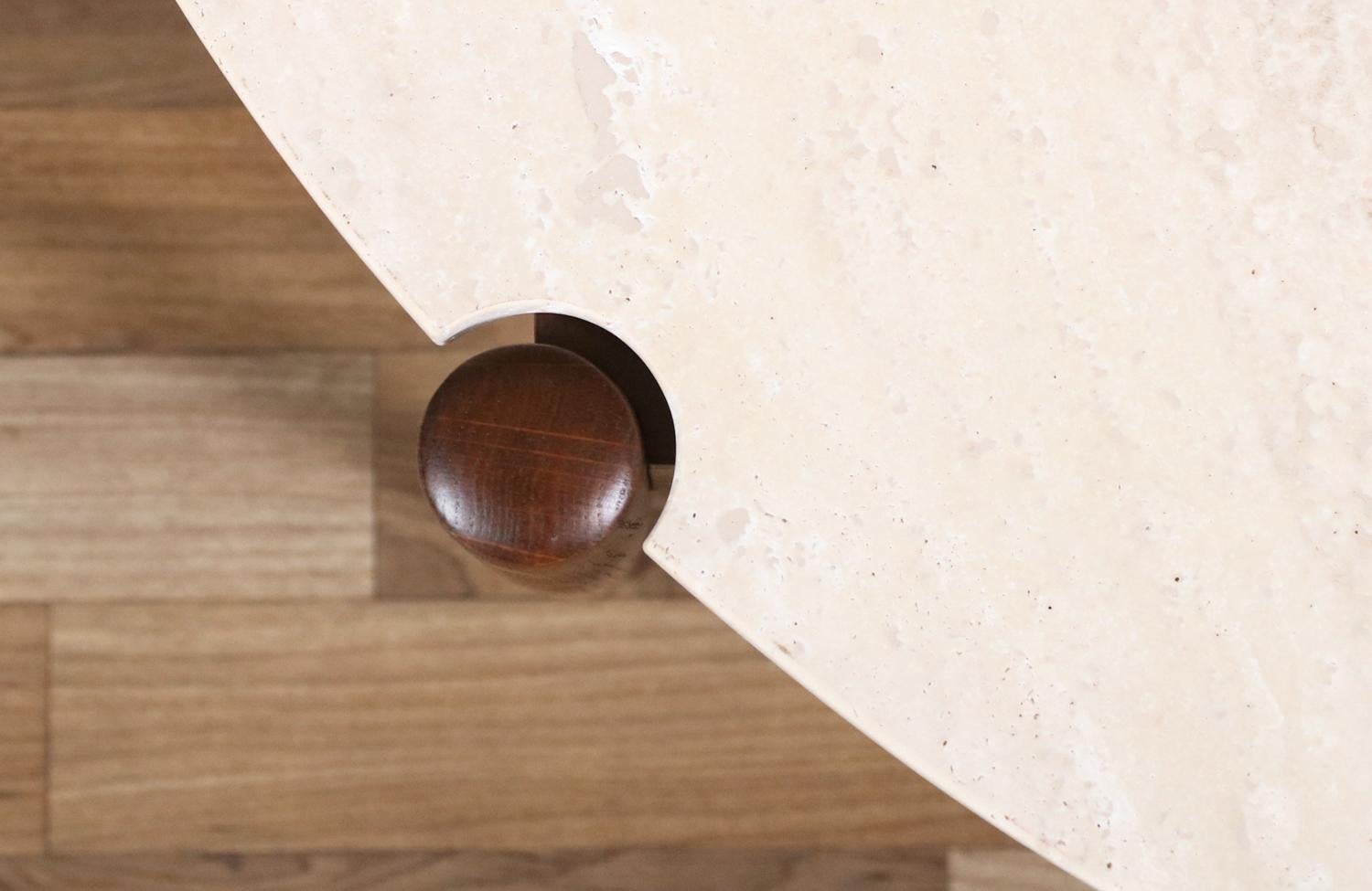 Folke Ohlsson Sculpted Coffee Table w/ Roman Travertine Top for Dux im Angebot 1