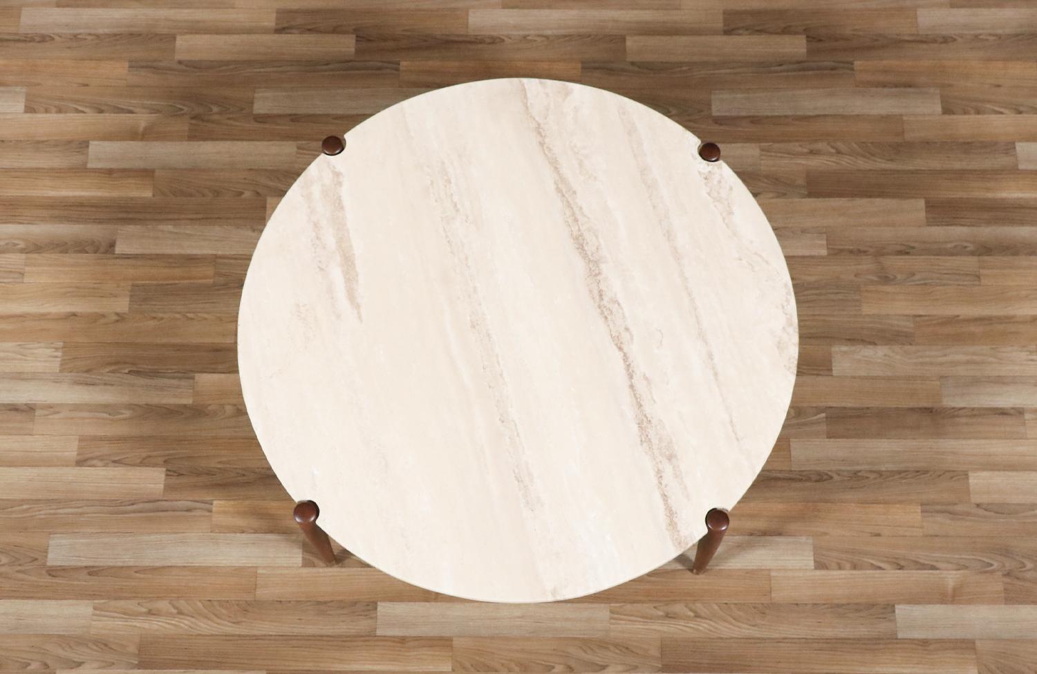 Folke Ohlsson Sculpted Coffee Table w/ Roman Travertine Top for Dux im Angebot 2