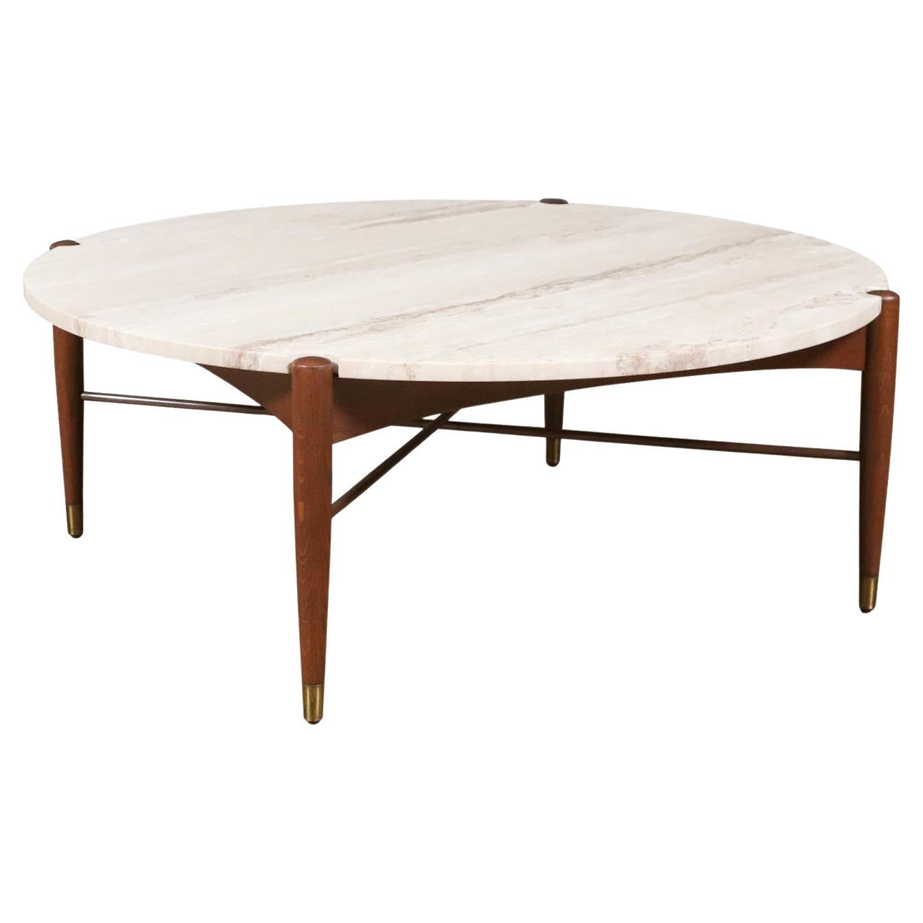 Folke Ohlsson Sculpted Coffee Table w/ Roman Travertine Top for Dux im Angebot