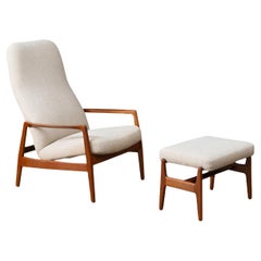 Expertly Restored - Folke Ohlsson Teak Reclining Chair with Ottoman for Dux