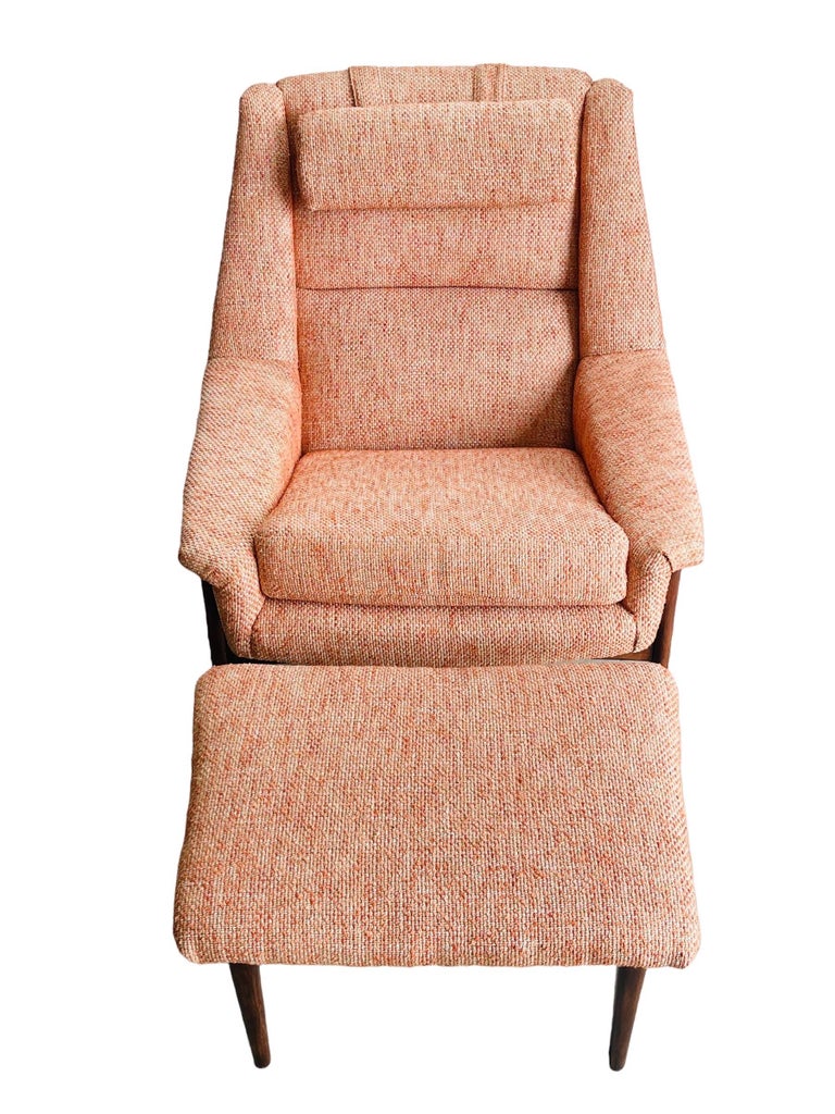 20th Century Folke Ohlsson Walnut Lounge Chair & Ottoman for DUX For Sale