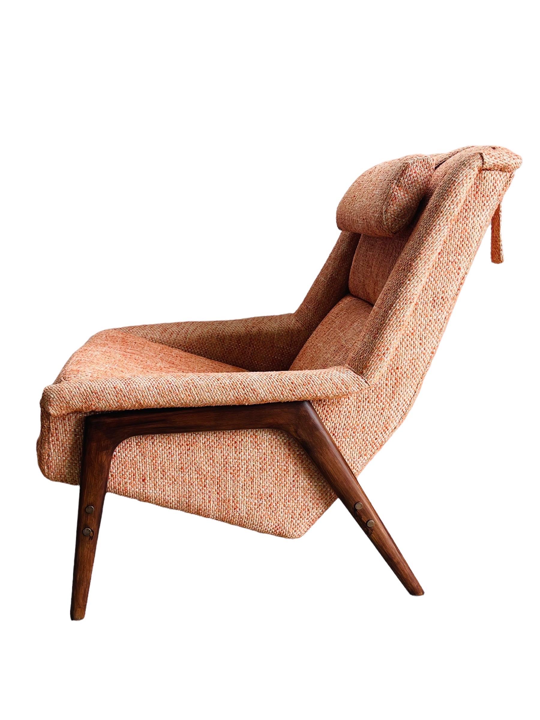 Fabric Folke Ohlsson Walnut Lounge Chair & Ottoman for DUX