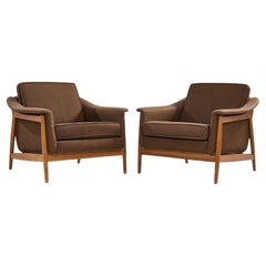 Folke Olsen for Dux Mid Century Danish Teak Lounge Chairs - Pair