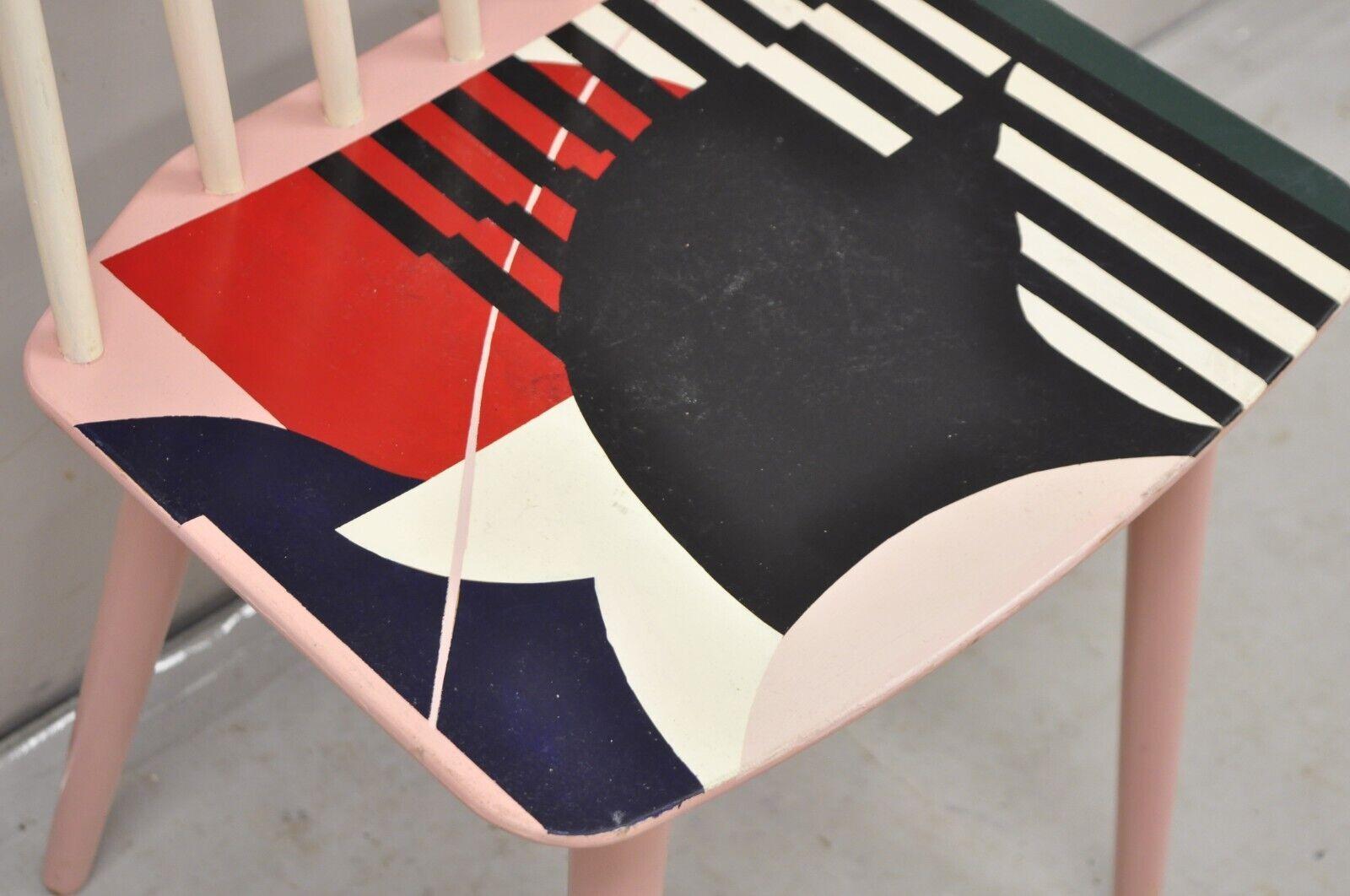 Folke Pålsson J77 Dining Side Chair Abstract Hand Painted Signed KMAC by HAY For Sale 6