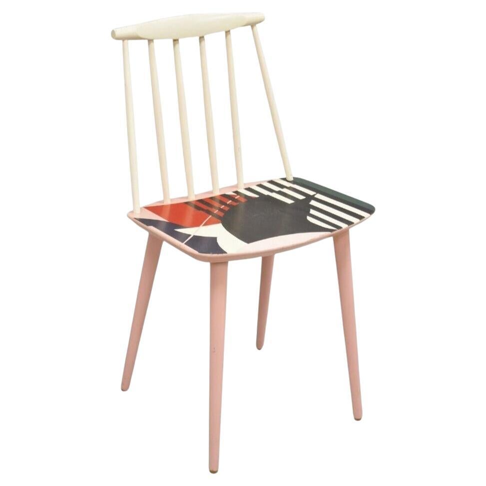 Folke Pålsson J77 Dining Side Chair Abstrakt Handbemalt Signiert KMAC von HAY