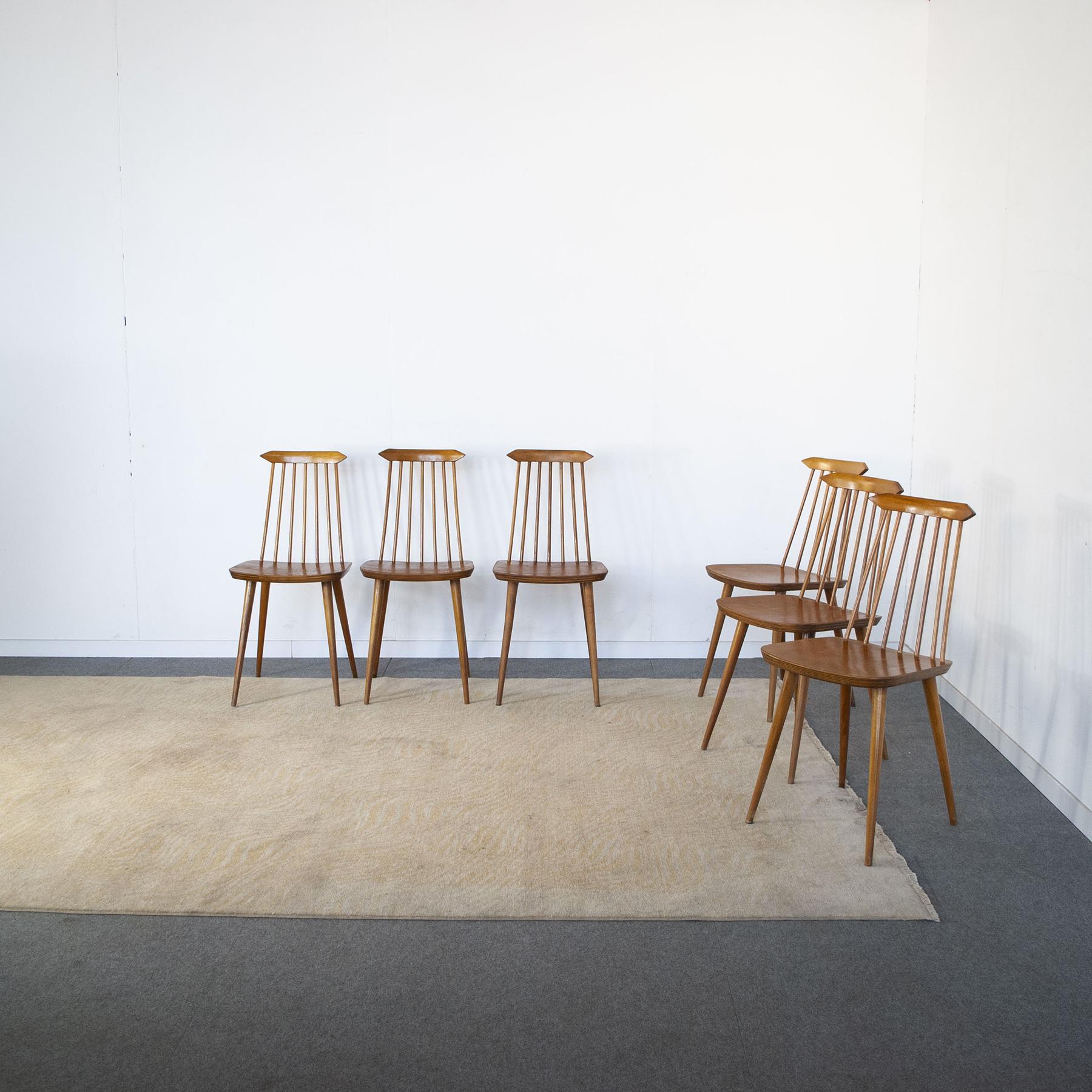 Set of six chairs in the style of Danish designer Folke Pålsson.