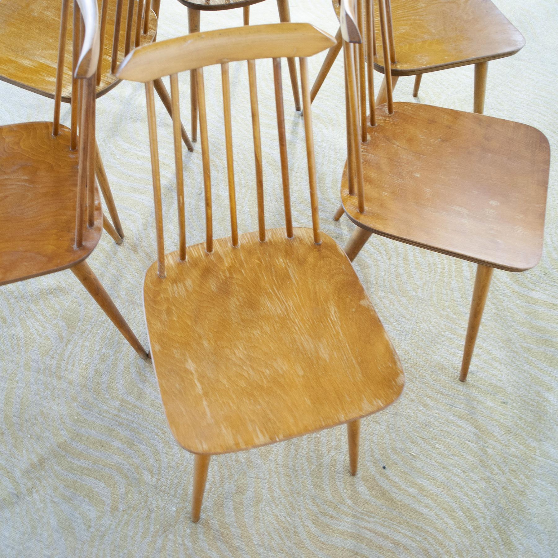 Maple Folke Pålsson Set of Six Chairs in the Style from the Sixties For Sale