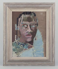 Folke Skoghäll, listed Swedish artist. Oil on canvas. Portrait of a woman.