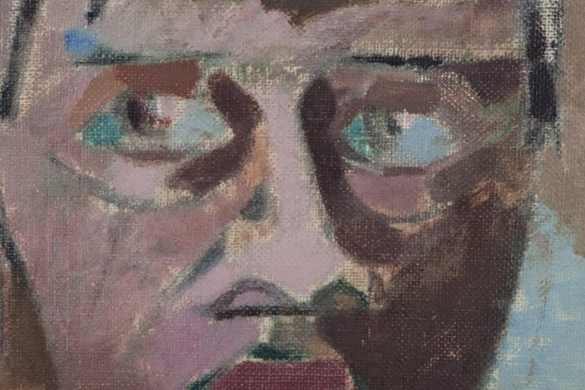 Folke Skoghäll, artista svedese quotato in borsa. Olio su tela. Ritratto di donna. In condizioni ottime in vendita a Copenhagen, DK