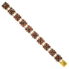 Retro Folkloric Garnet and Gold Bracelet