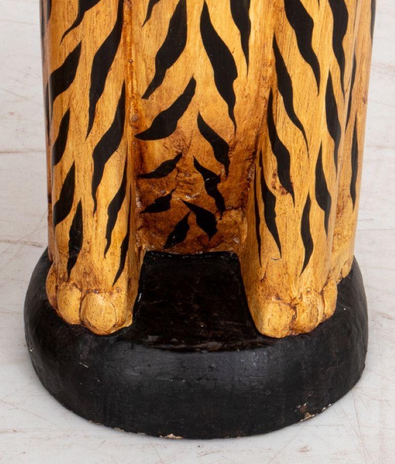 Unknown Folkloric Style Polychrome Tiger Sculptures, 2 For Sale