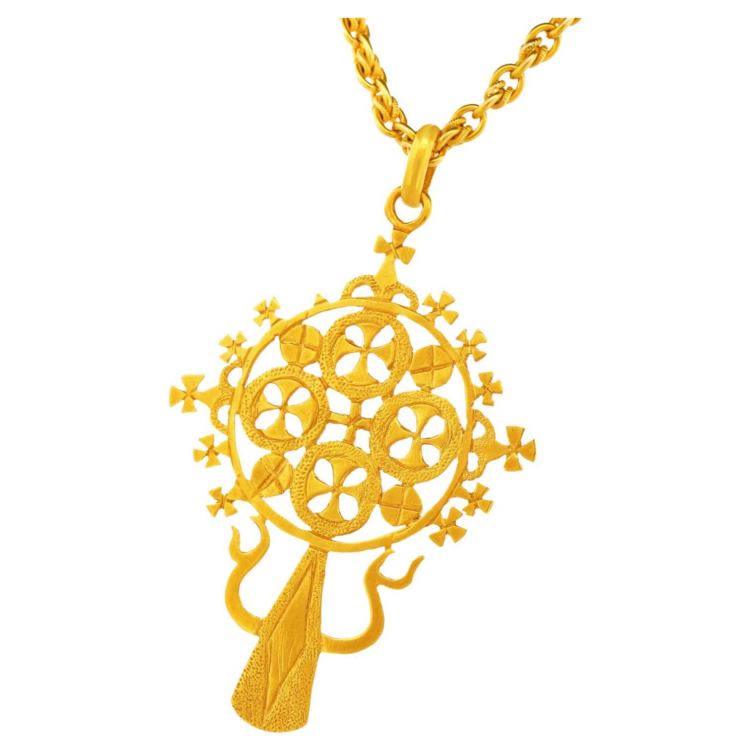 Folkloric Tree of Life Gold Pendant