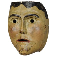 Antique Folksy Hand Carved Tyrolian Carnival Fasnet Mask from Tyrol