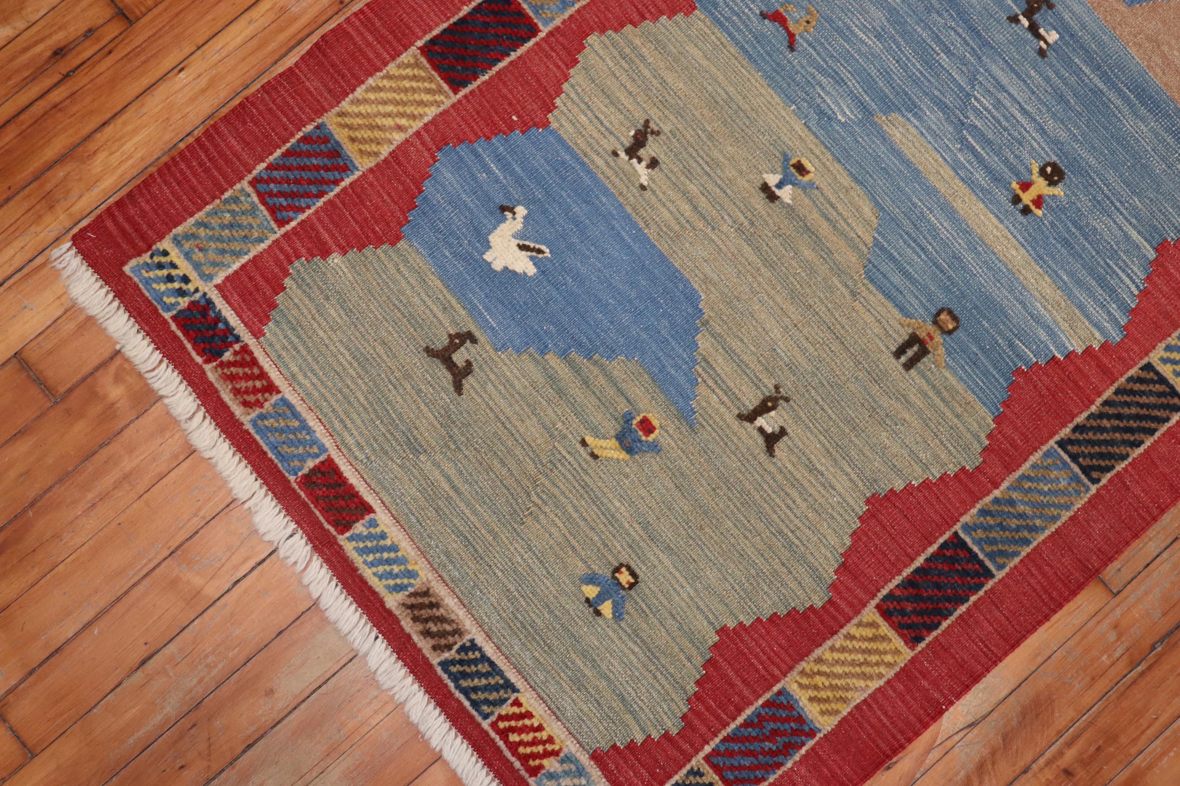 Folksy Set of Pictorial Persian Souf Gabbeh Carpets For Sale 3