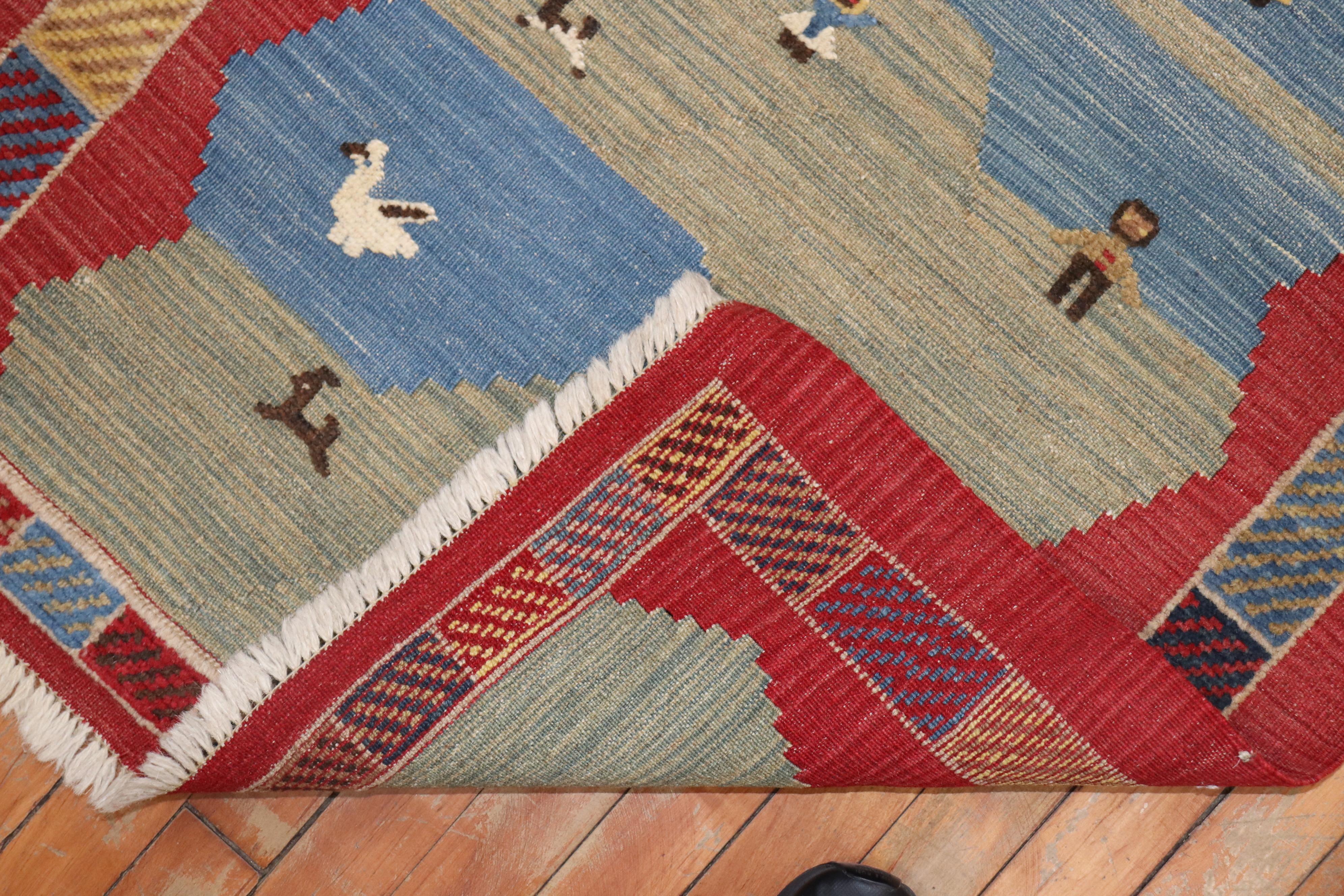 Folk Folksy-Set malerischer persischer Souf Gabbeh-Teppiche (20. Jahrhundert) im Angebot