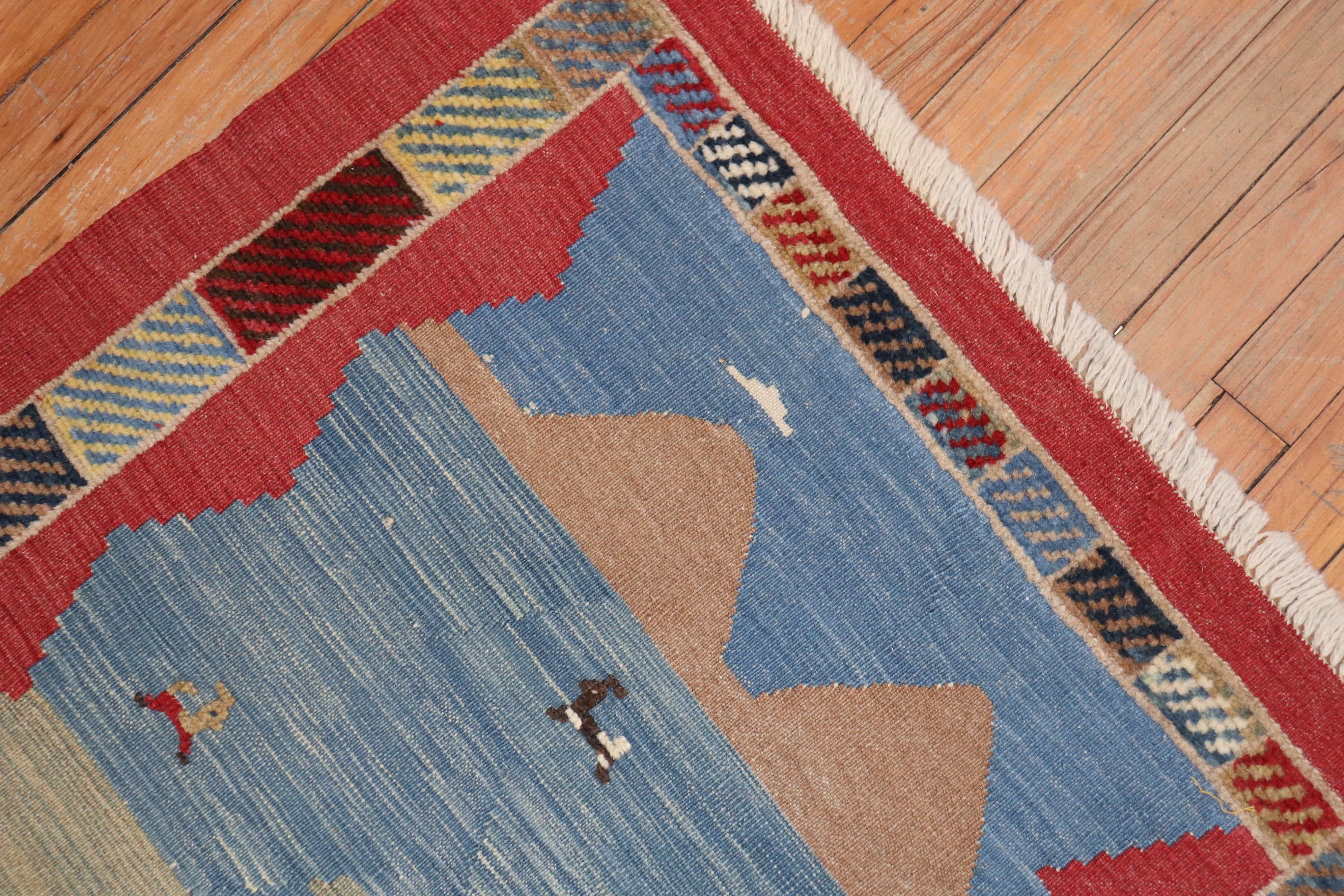 Folk Folksy-Set malerischer persischer Souf Gabbeh-Teppiche (Wolle) im Angebot