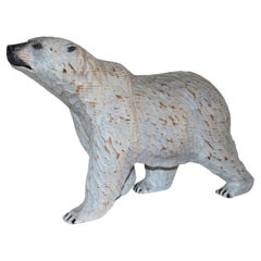 Folky 20thc Hand Carved Polar Bear