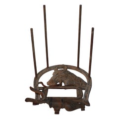 Folky Early 20thc Iron Boot Jack & Rack