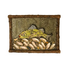 Vintage Folky Fish Plaque