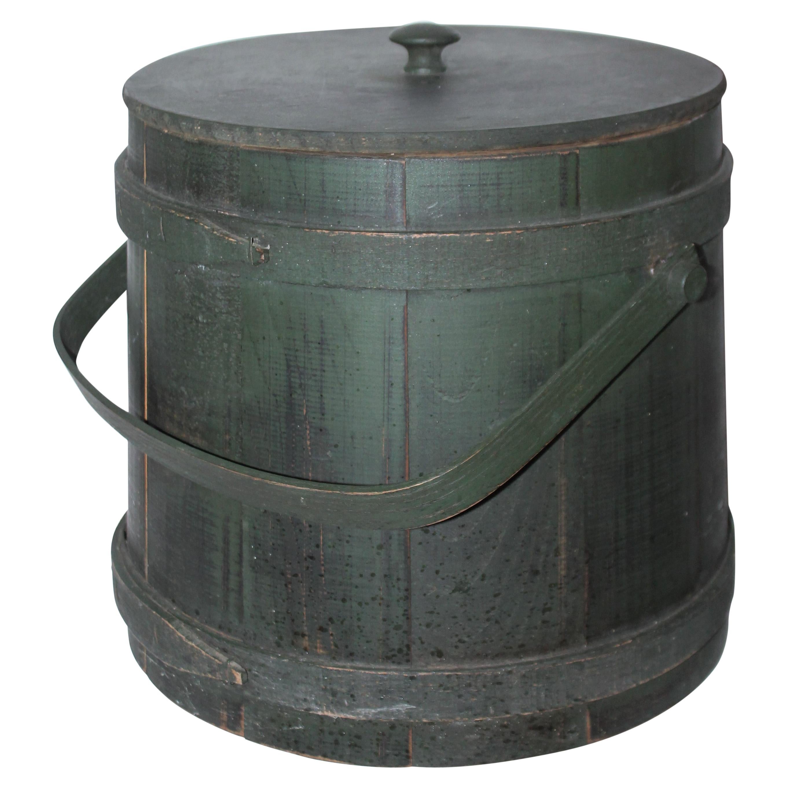 Folky Green Bucket with Lid For Sale