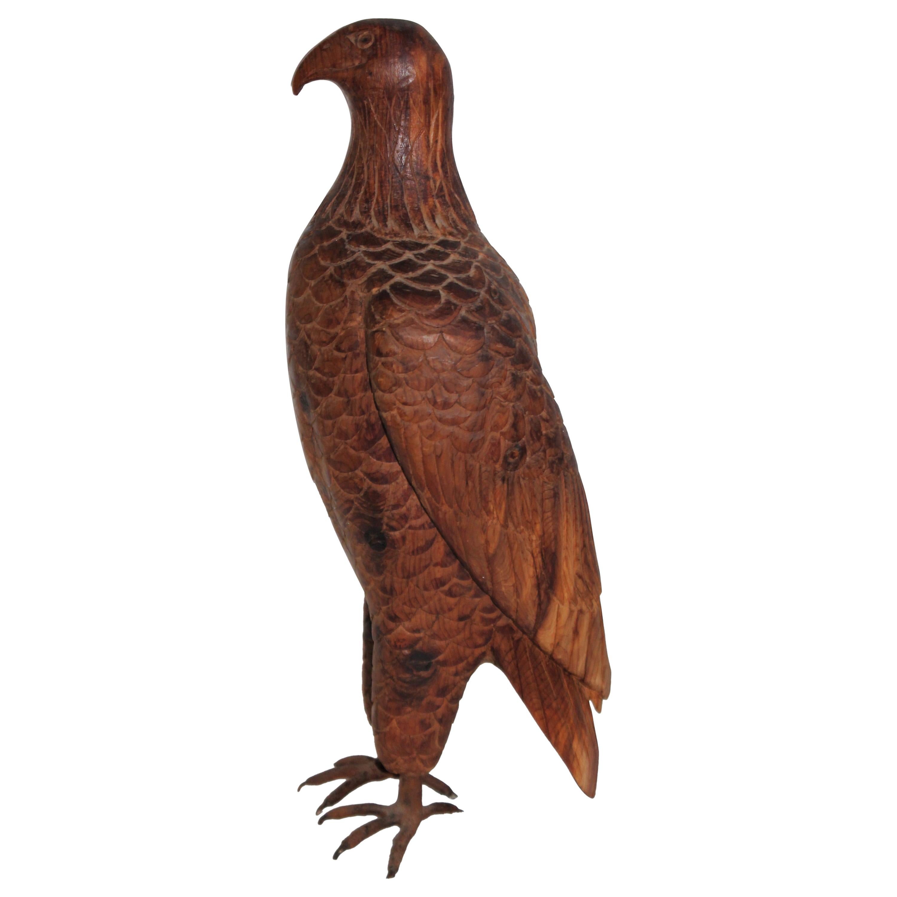 Folky Hand Carved Eagle with Painted Copper Feet