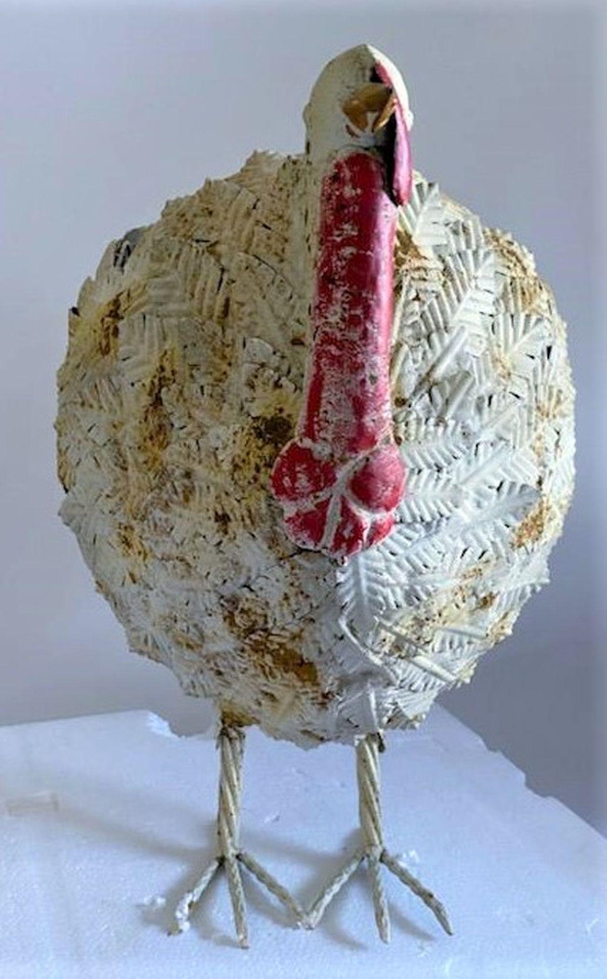 This fun folky turkey was found in Southern California and is so cool and all original painted surface. It’s probably from the 1990s but has such a great folky look. Great for a cabin or ranch! Fantastic surface.
